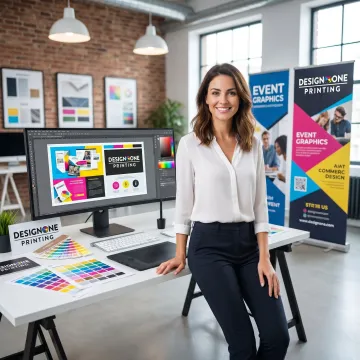 Graphic designer preparing rush marketing artwork in Las Vegas