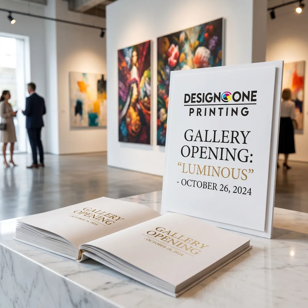Printed brochures and signage for gallery event