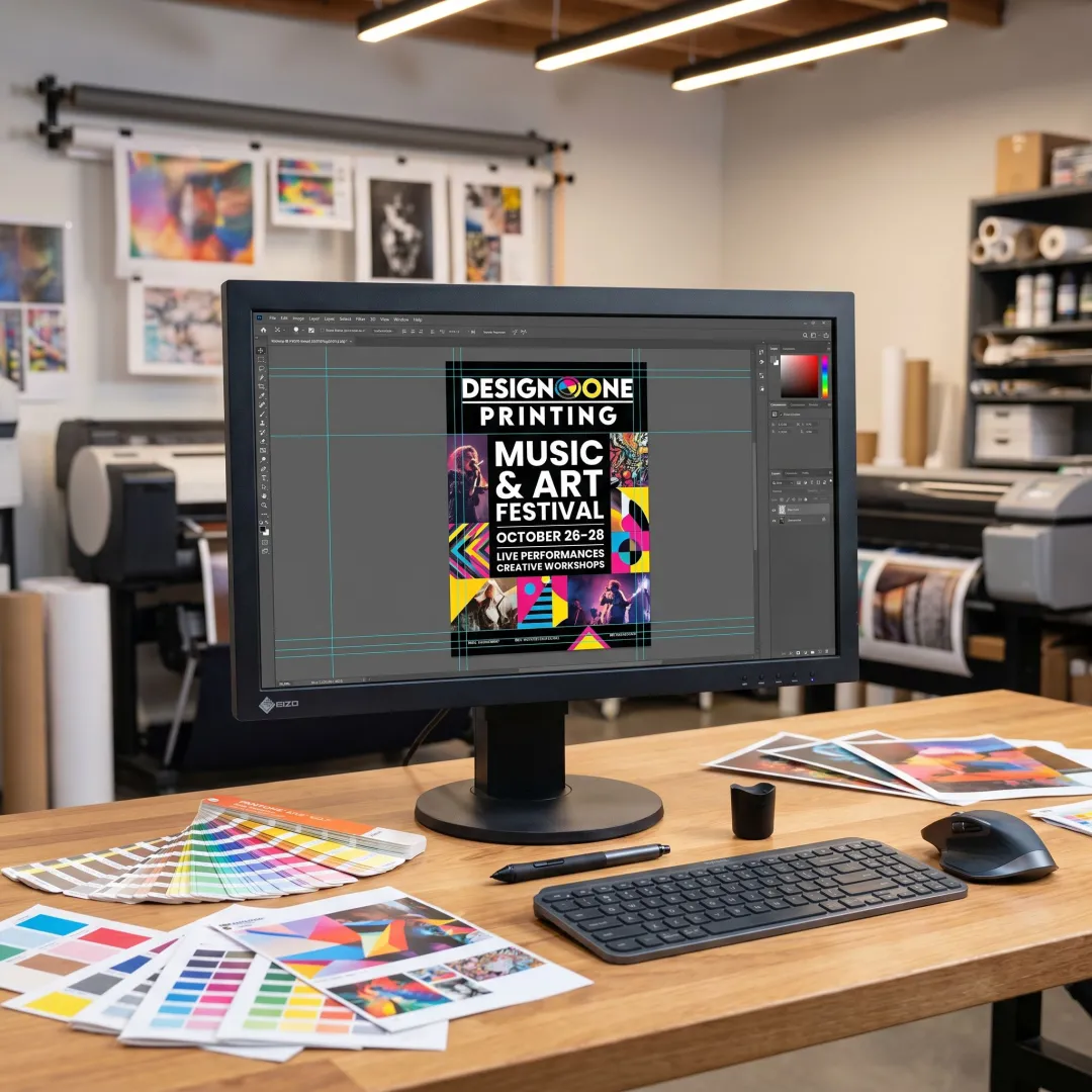 Print-ready event flyer design on screen