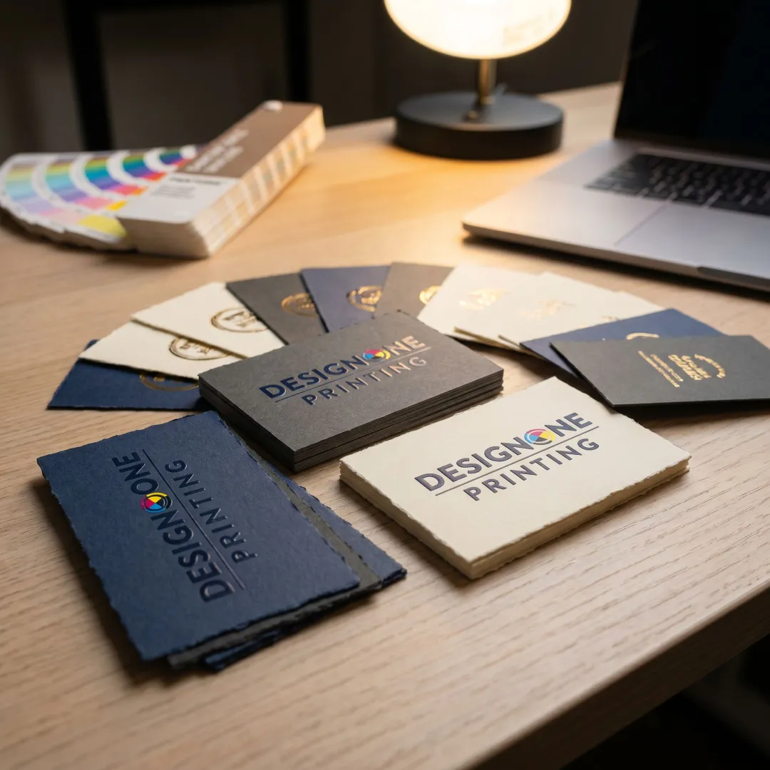 Premium custom business cards on display