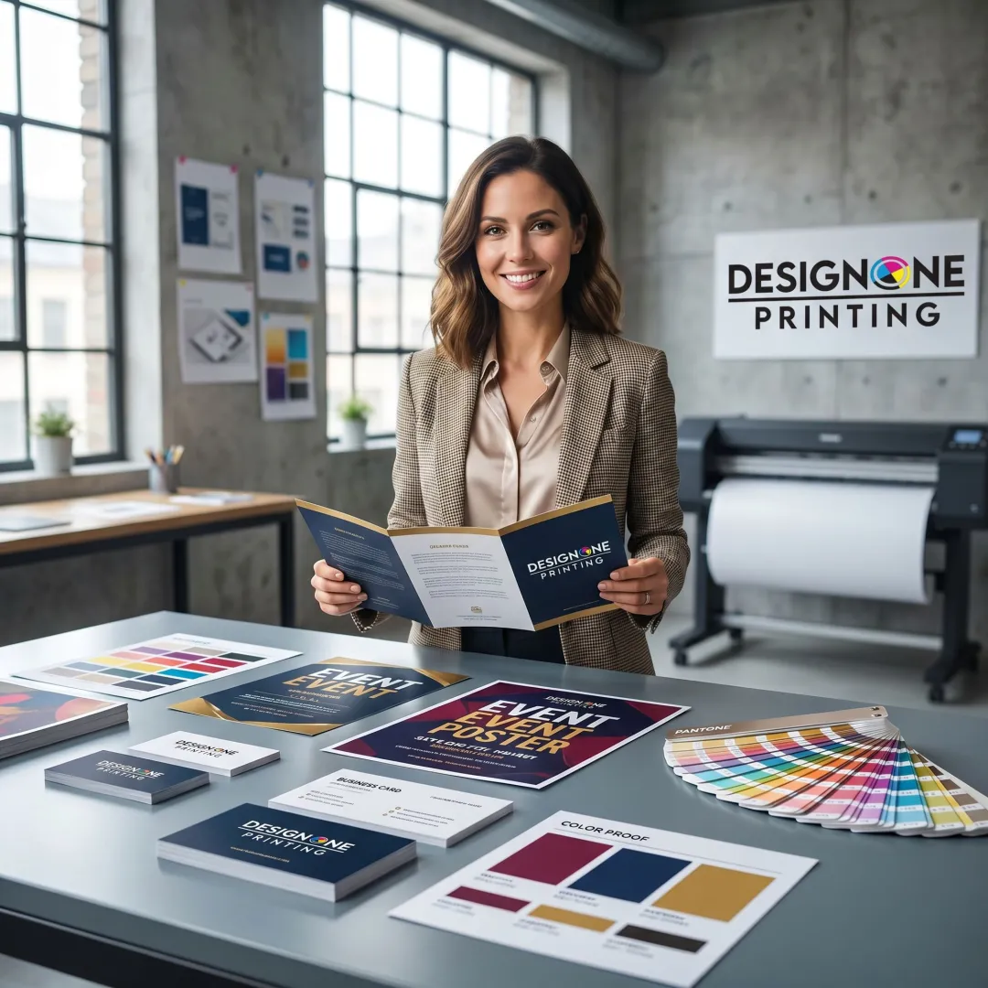 Designer creating print-ready branded materials
