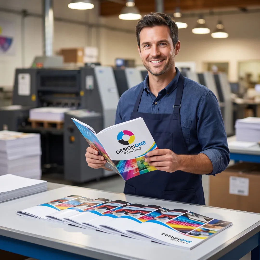 Printed booklets being checked for quality in a print shop