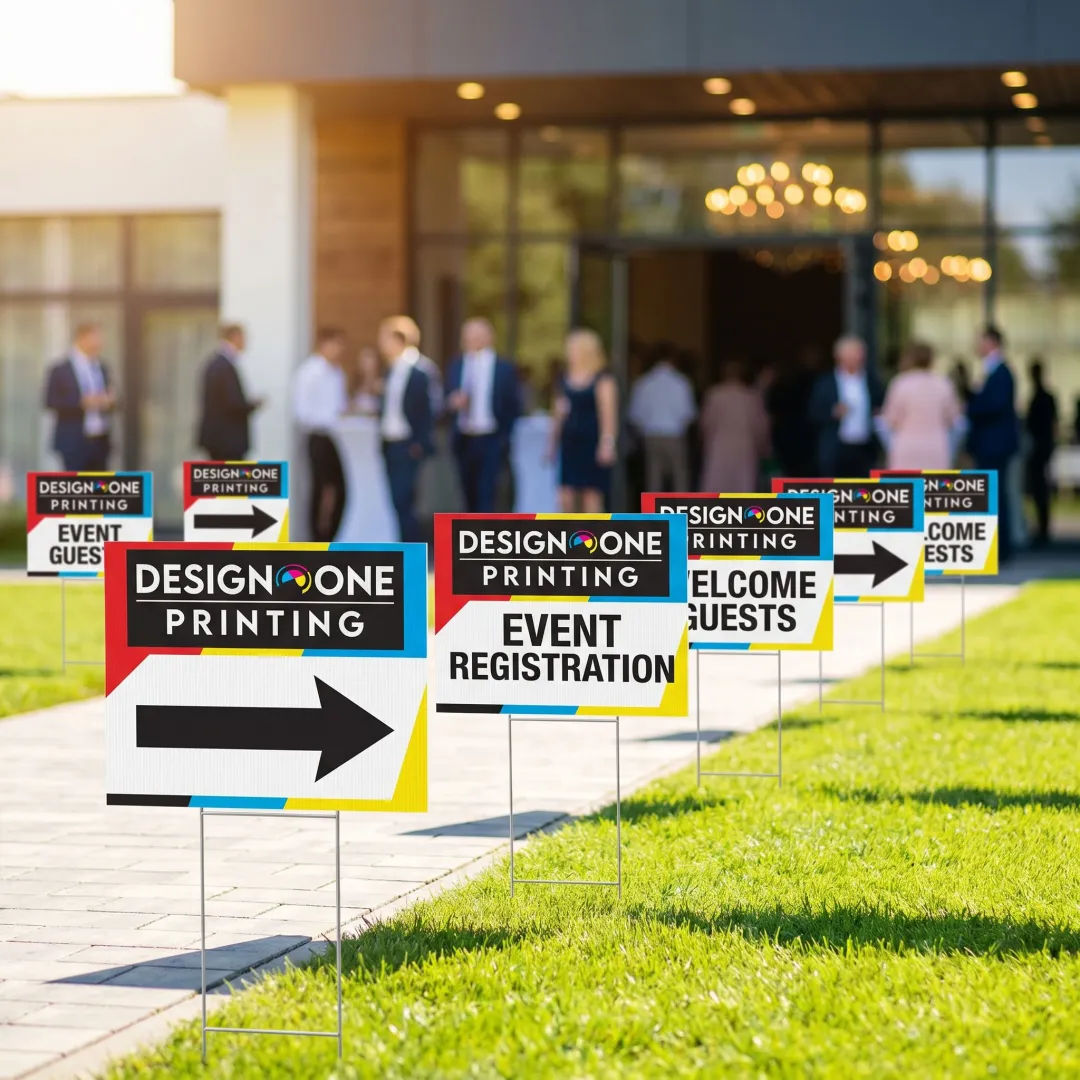 Printed yard signs for a business event