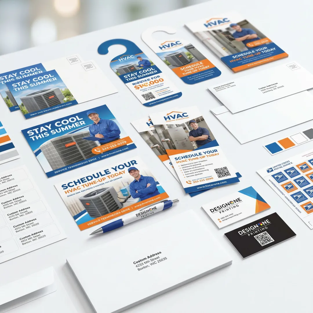 Printed HVAC postcards and direct mail pieces