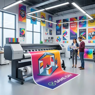 Large format color graphics printing display