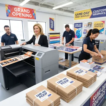 Rush printing materials prepared for pickup