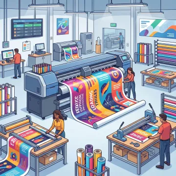 Custom signs being printed in a professional print shop