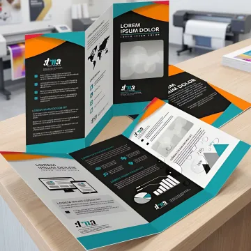 11x17 brochure printing sample on a counter