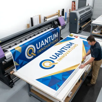 Printed step and repeat banner prepared for event branding