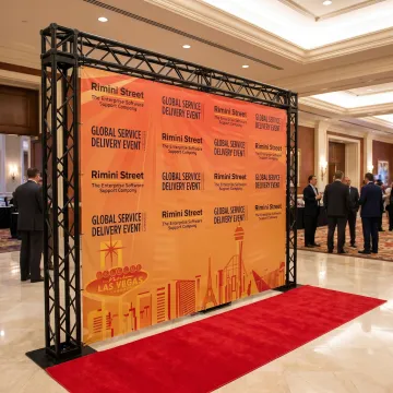 Custom step and repeat banner display at a Las Vegas event