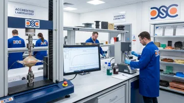 DSC ISO accredited lab team conducting custom diaphragm material testing and validation