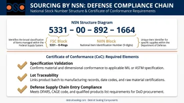 MIL-Spec O-ring NSN structure and Certificate of Conformance compliance requirements flowchart