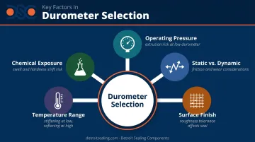 Five key O-ring durometer selection factors pressure temperature surface finish chemical exposure motion