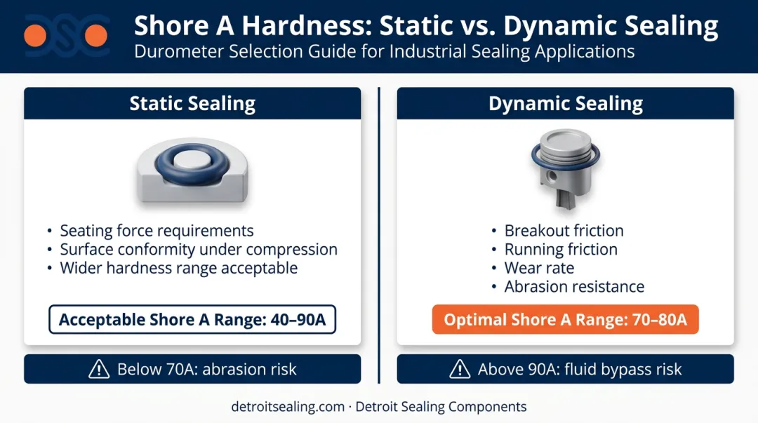 Static versus dynamic O-ring application durometer selection comparison side by side