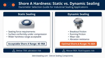 Static versus dynamic O-ring application durometer selection comparison side by side
