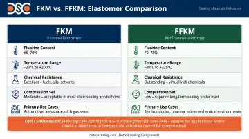 FKM versus FFKM side-by-side property comparison infographic for sealing selection