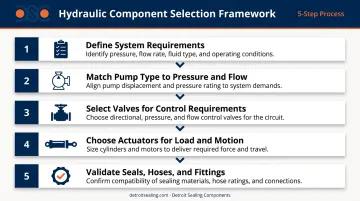 5-step hydraulic component selection framework from system requirements to seal validation