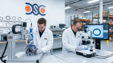 DSC engineering team reviewing oil seal specifications and compound selection in laboratory