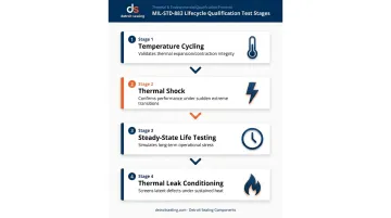 Four MIL-STD-883 hermetic seal lifecycle qualification test methods process flow