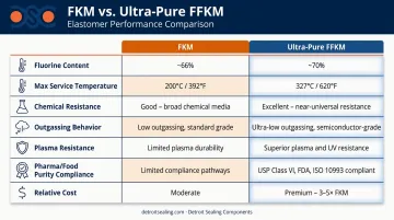 FKM Viton versus ultra-pure FFKM seven-parameter performance comparison infographic