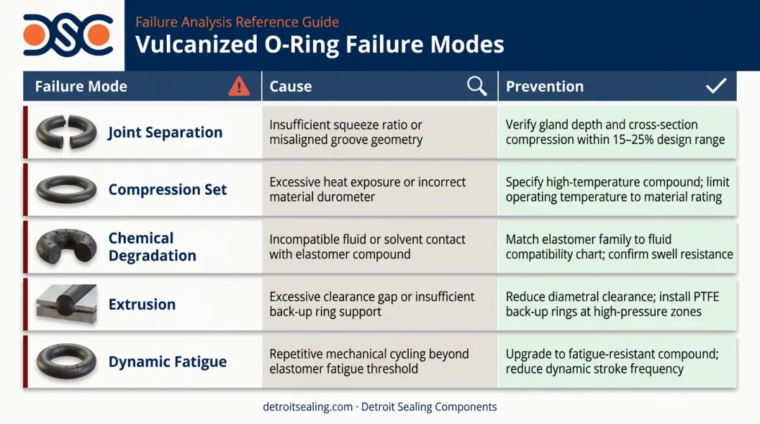Five vulcanized O-ring failure modes causes and prevention strategies reference table
