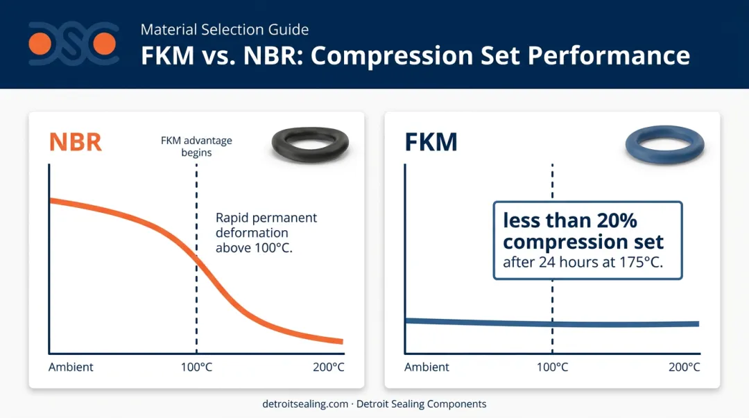 FKM versus NBR compression set performance comparison at elevated temperatures