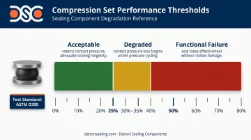 Compression set percentage thresholds sealing performance outcome comparison diagram