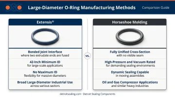 Extensis versus horseshoe molding large-diameter O-ring manufacturing method comparison