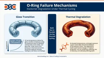 Two O-ring thermal cycling failure modes glass transition versus thermal degradation