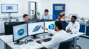 DSC engineering team performing finite element analysis on custom hydraulic seal design