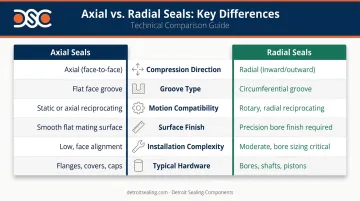Axial versus radial seal compression direction comparison infographic