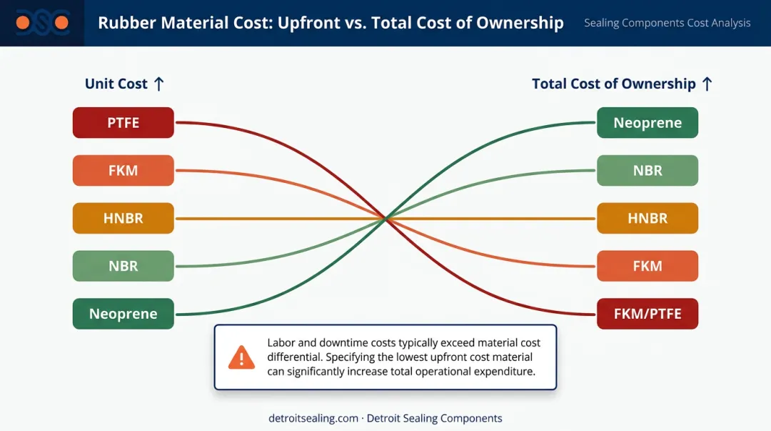 Gasket material total cost comparison upfront cost versus service life and downtime costs