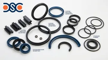 Custom molded precision seal cross-section geometries including quad rings lip seals and D-rings