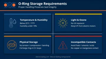 O-ring storage best practices four environmental control requirements infographic