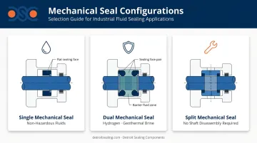 Single dual and split mechanical seal configuration types diagram for renewable energy