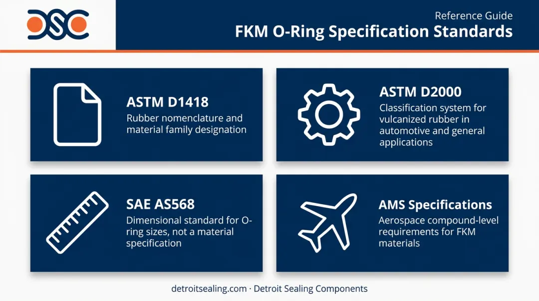 FKM O-ring specification standards framework ASTM SAE AMS four-part overview