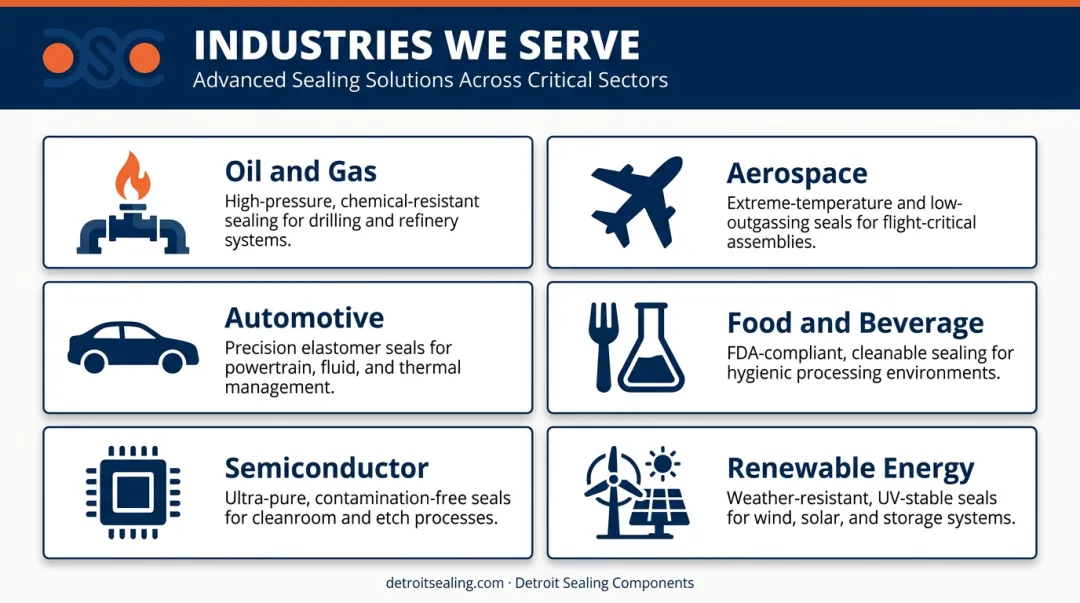 Six industry applications of advanced sealing solutions oil gas aerospace food semiconductor renewable energy