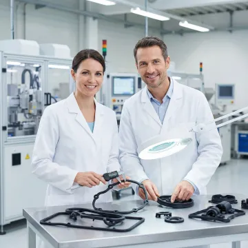 Precision rubber molding process with quality control inspection