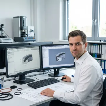 Engineer designing custom gasket solutions using CAD software