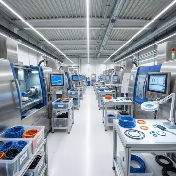 Custom O-ring manufacturing facility with CNC equipment