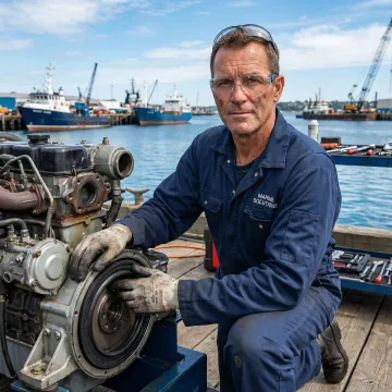 Marine engineer installing custom rubber seals on boat engine