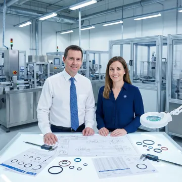 Technical team analyzing O-ring specifications and materials for custom quote