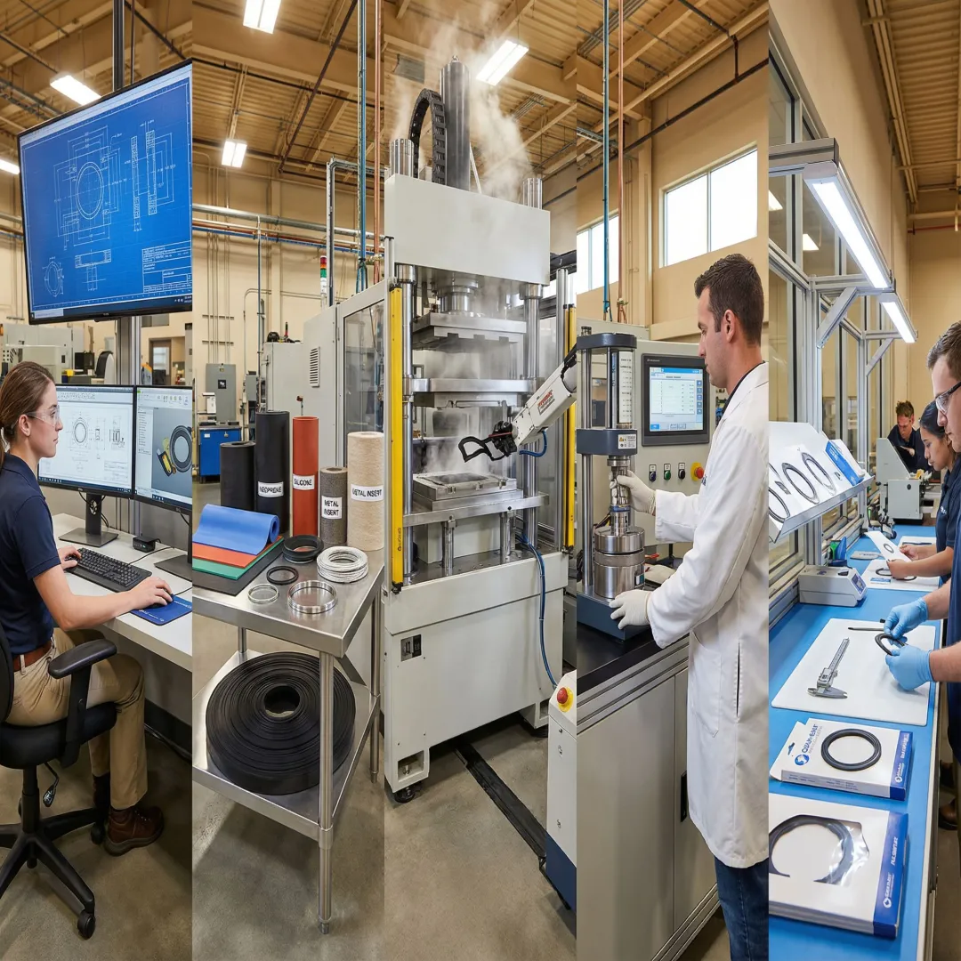 Custom gasket manufacturing process workflow diagram