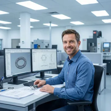 Engineer designing custom rubber gasket using CAD software