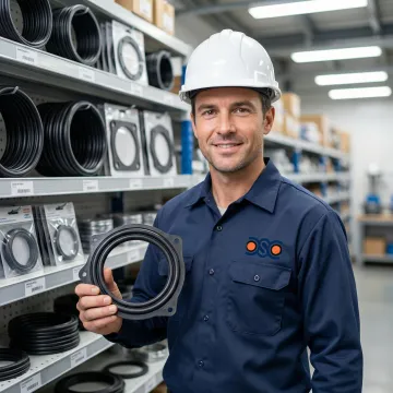 DSC engineer inspecting pump seal components at a warehouse in Plymouth, Michigan