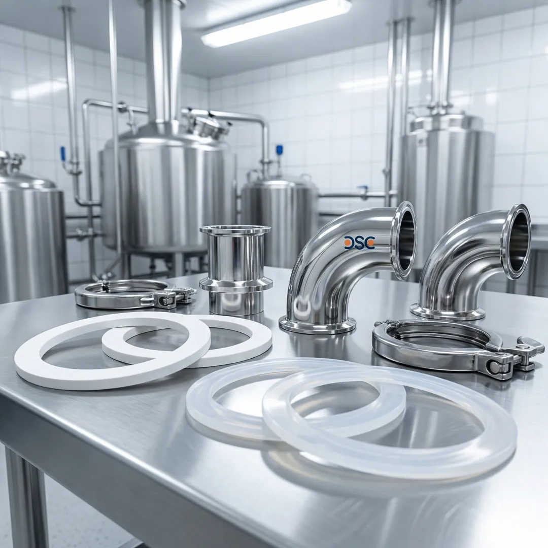 Food-grade sanitary seals and tri-clamp gaskets for beverage processing equipment