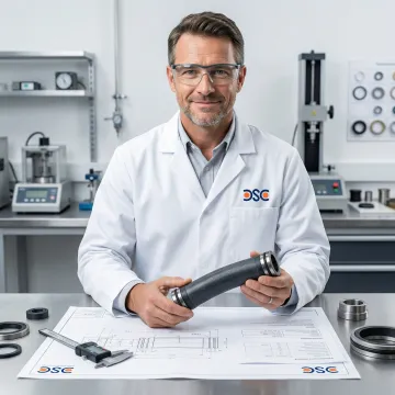 DSC engineer reviewing packer element design for oilfield well intervention application