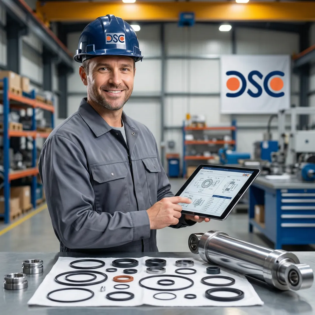 Engineer reviewing custom seal kit components matched to hydraulic equipment specifications.
