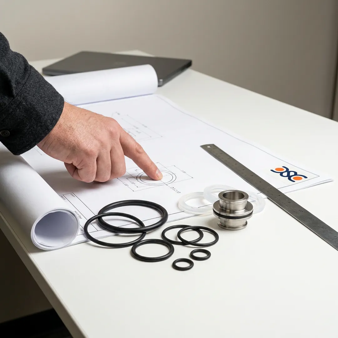 Engineer inspecting bioprocessing seal design
