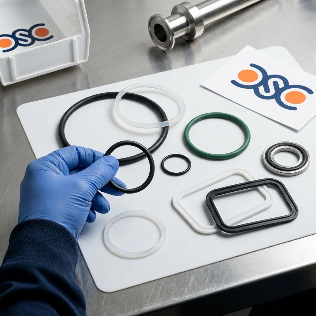 Technician inspecting food grade seals